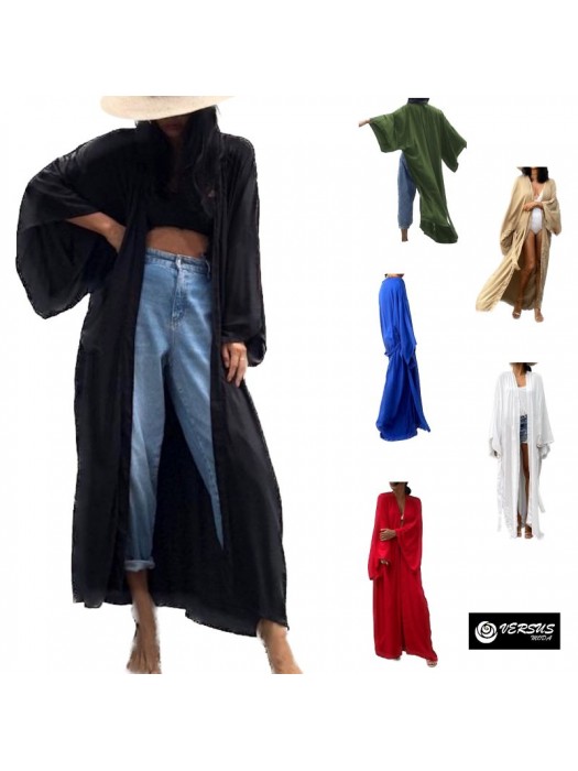 Copricostume Vestito Spolverino Donna Mare Caftano Boho Chic Maxi Dress COV0270